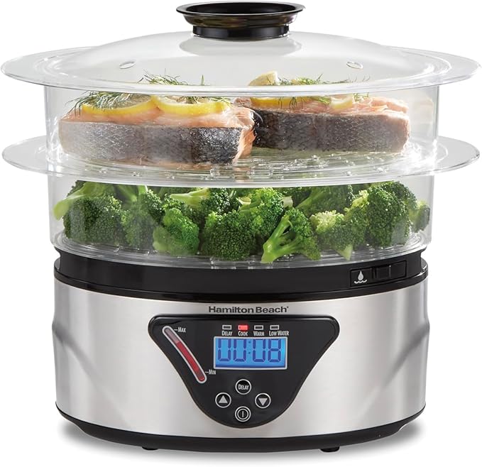 Hamilton Beach 37530Z/ Vaporera y Arrocera Digital/Bandejas Apilables/Capacidad de 5.2L